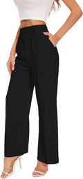 Wide Leg Pants Womens High Elastic Waisted - Professional Work