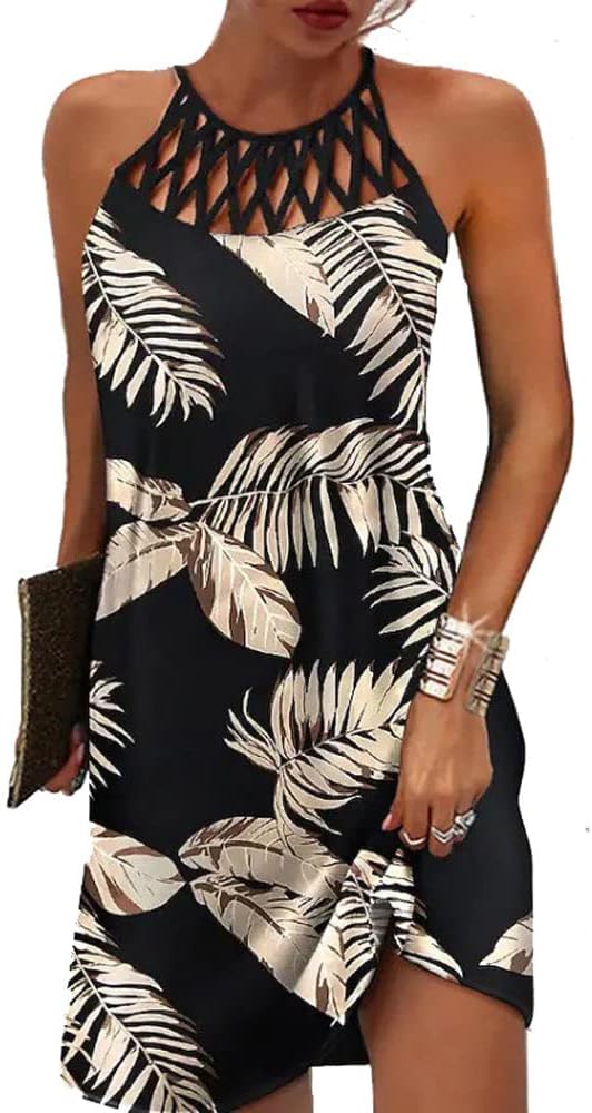 BIRW Summer Dresses for Women with Pockets and Halter Neck