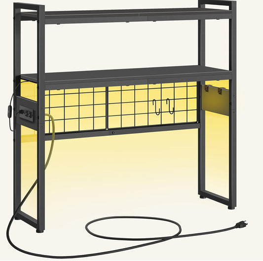HOOBRO Desktop Bookcase: 2-Tier Organizer with Light Strip