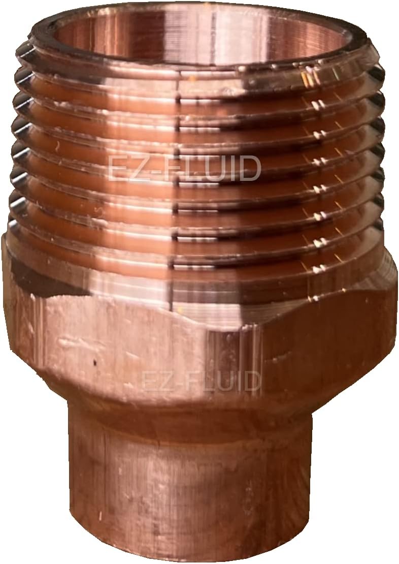 EZ-FLUID Plumbing 10-Pcs 3/4in Solder x 1in MIP Copper Adapter