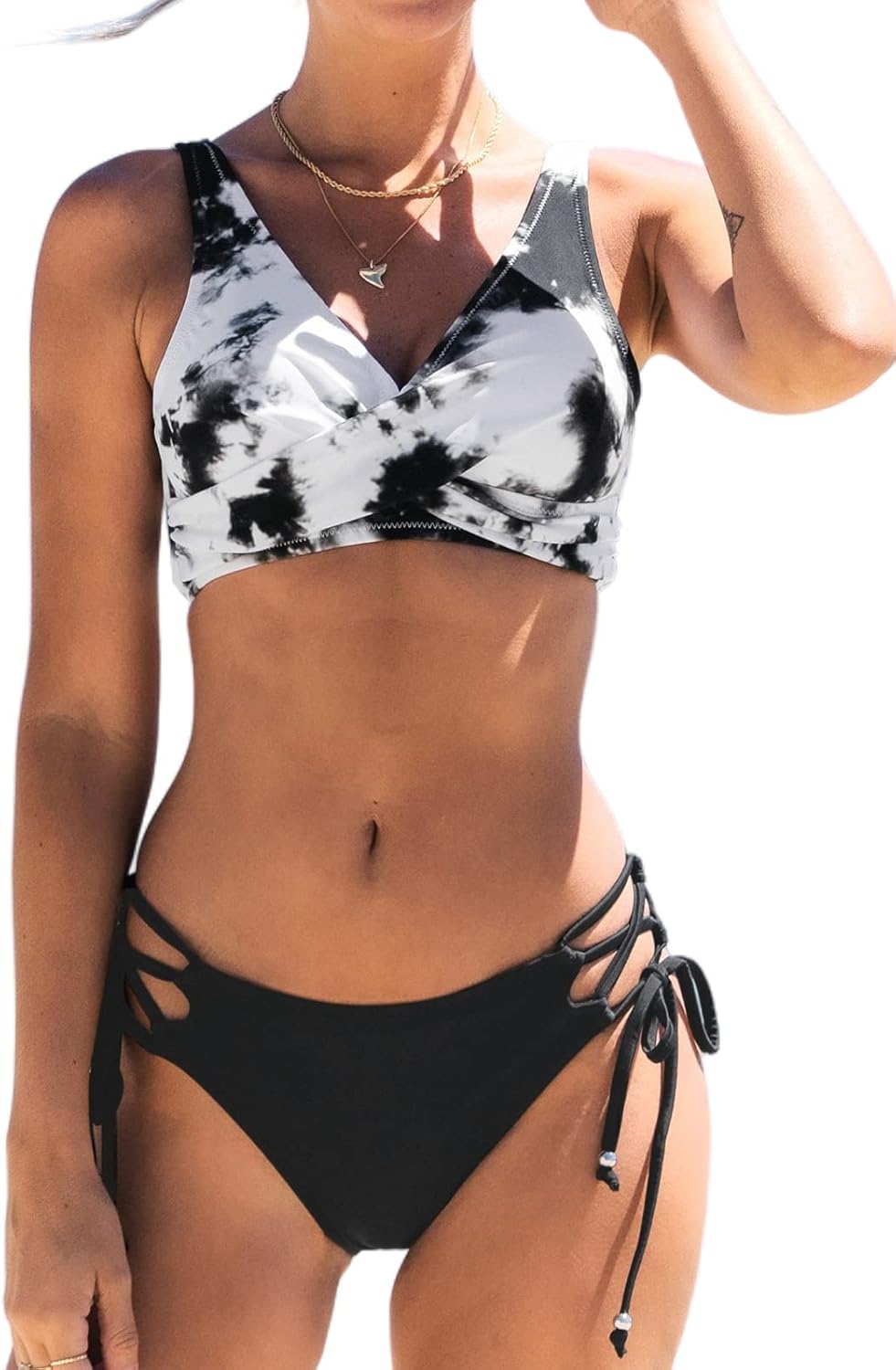 CUPSHE Women's Bikini Swimsuit with Lace Up Two Piece Design