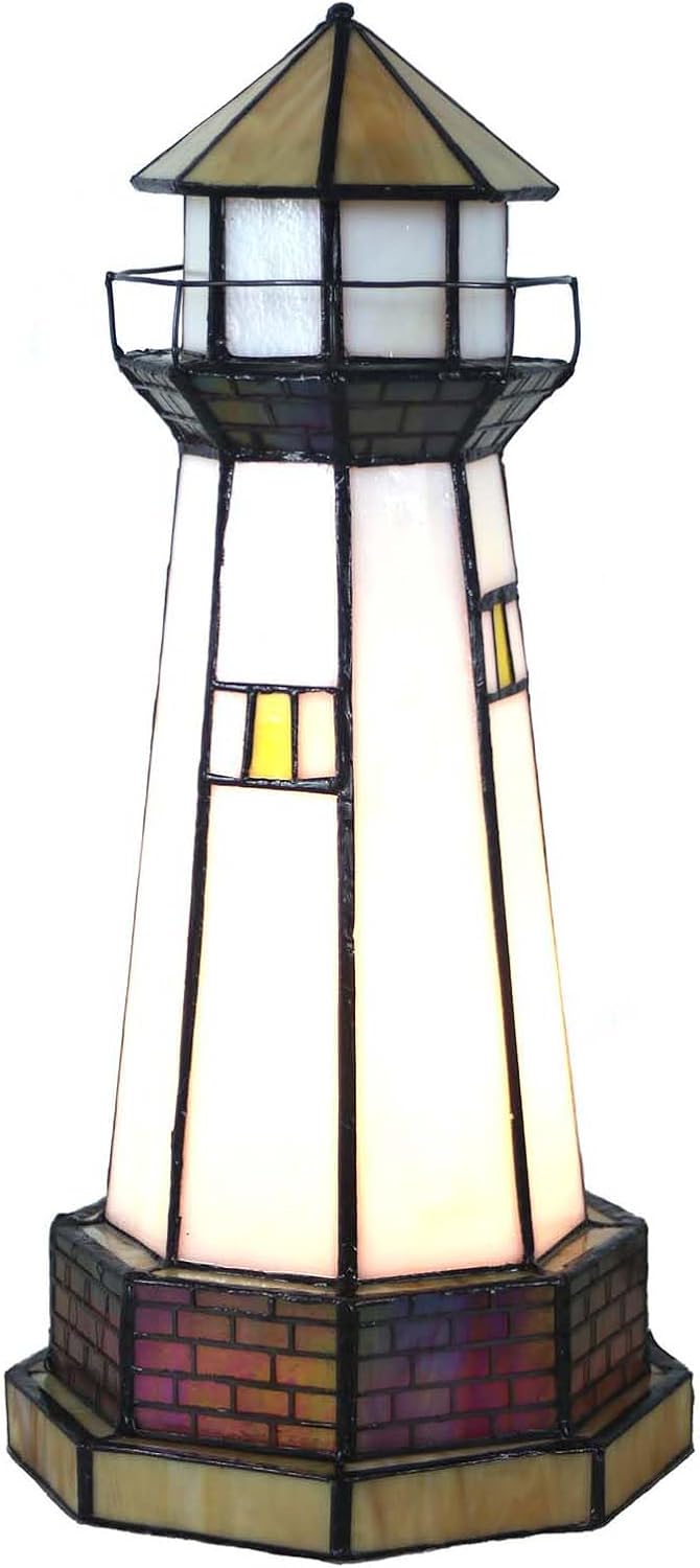 Bieye Lighthouse Tiffany Lamp: Vibrant Stained Glass Night Light