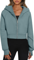 Trendy Queen Womens Zip Up Hoodies Cropped Sweatshirts - Cozy Fleece