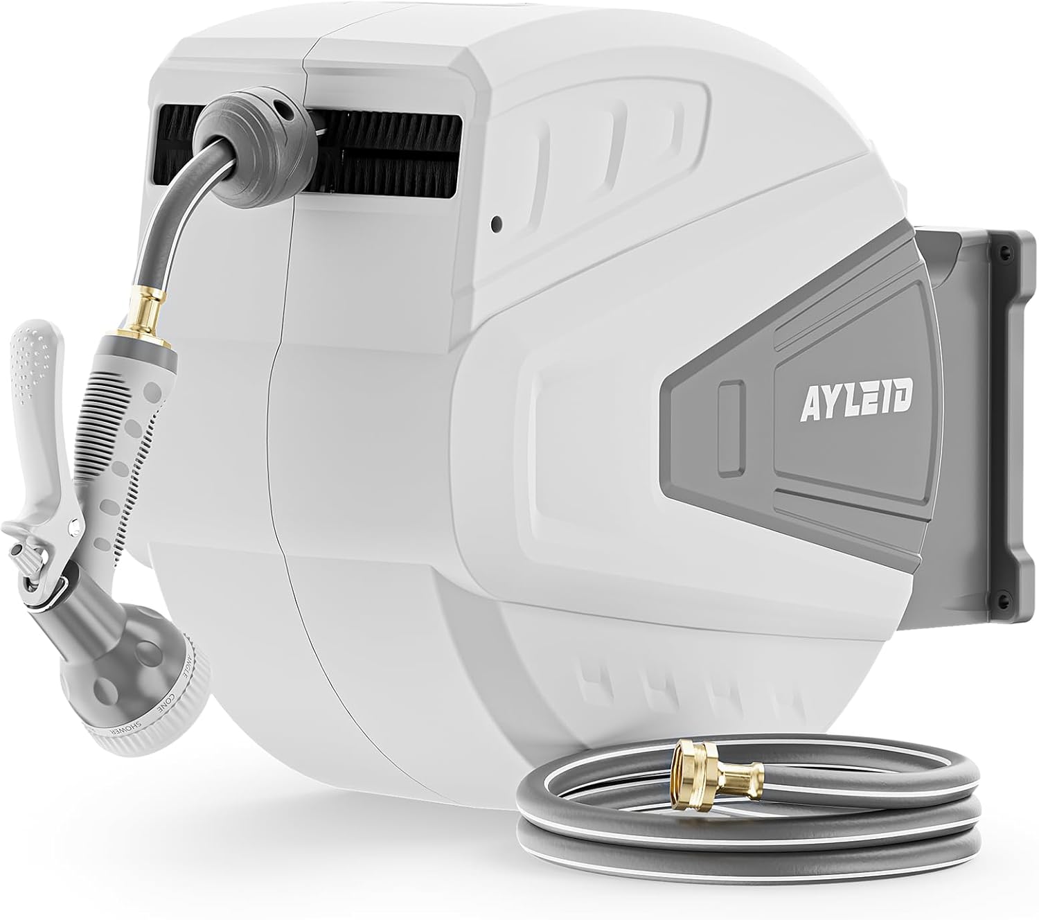 Ayleid Retractable Garden Hose Reel with 9-Spray Nozzle