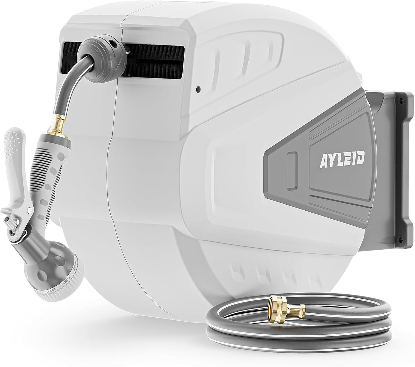 Ayleid Retractable Garden Hose Reel with 9-Function Nozzle