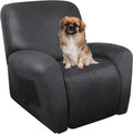 Leather Look Recliner Chair Covers Stay in Place - X-Large Dark Gray