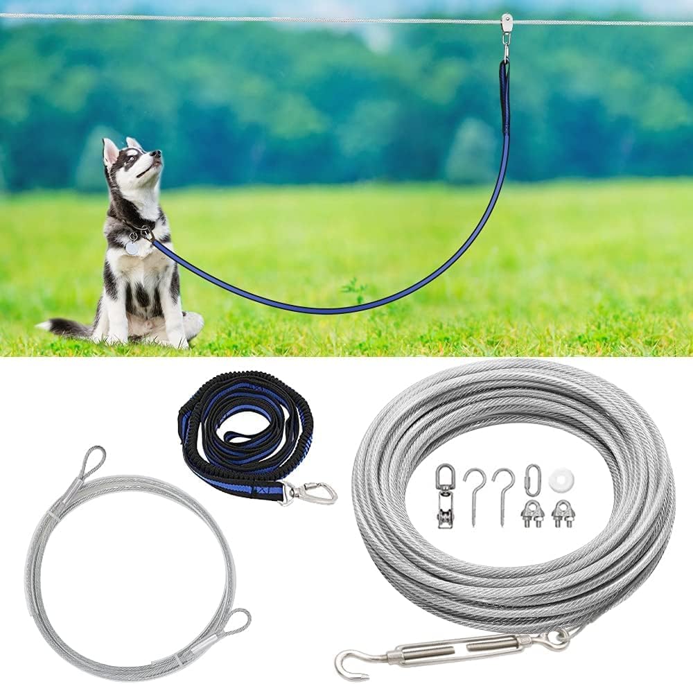 XiaZ Dog Tie Out Cable - 75ft Trolley Runner for Dogs Up to 250lbs