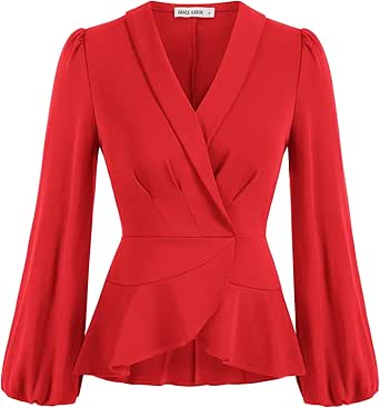 Elegant Wrap V Neck Peplum Tops for Women by GRACE KARIN