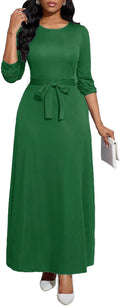 Long Sleeve Casual Maxi Dress for Women with Fashionable Belt