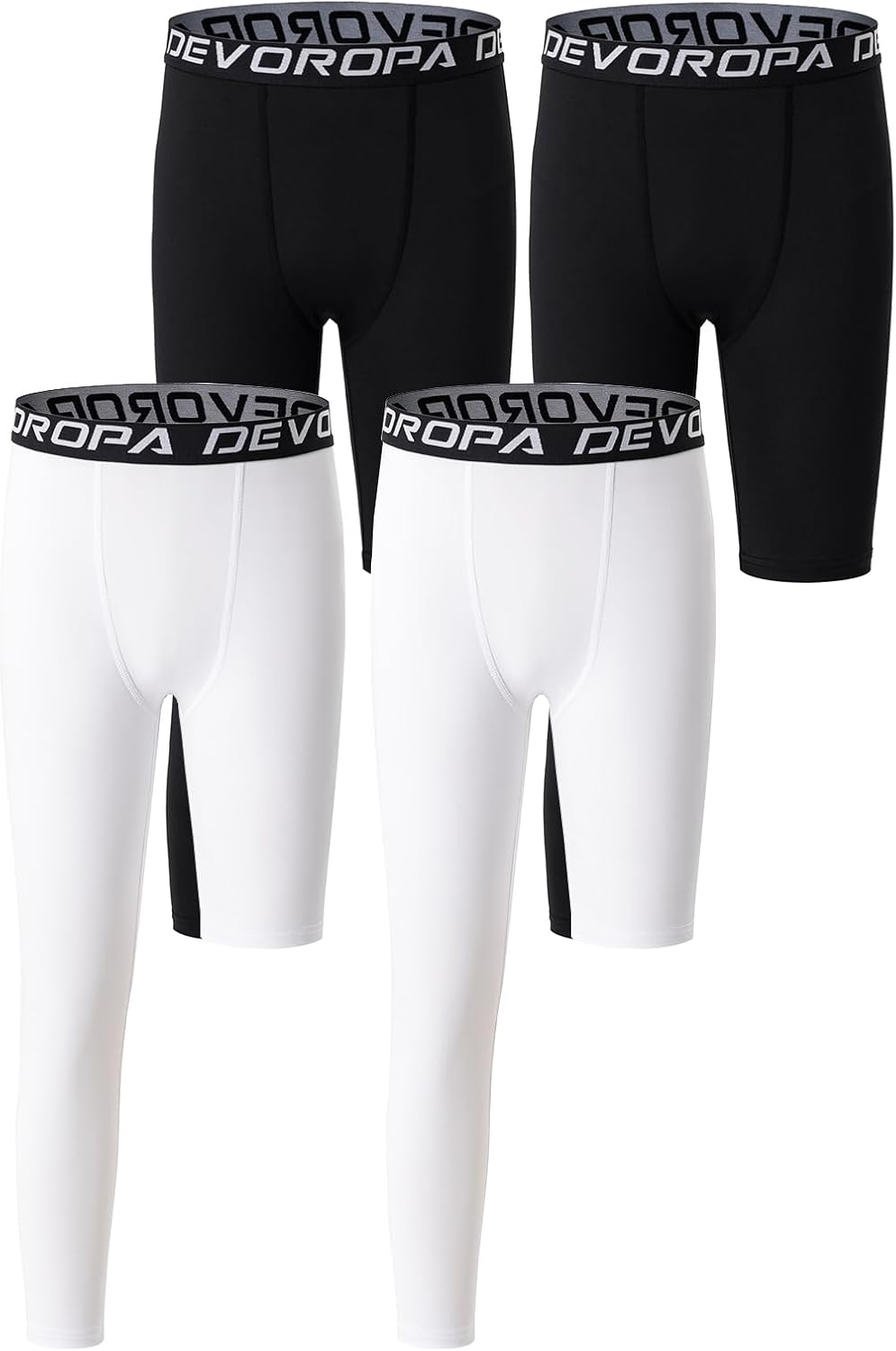 DEVOROPA Youth Boys One Leg Compression Pants for Sports Activities