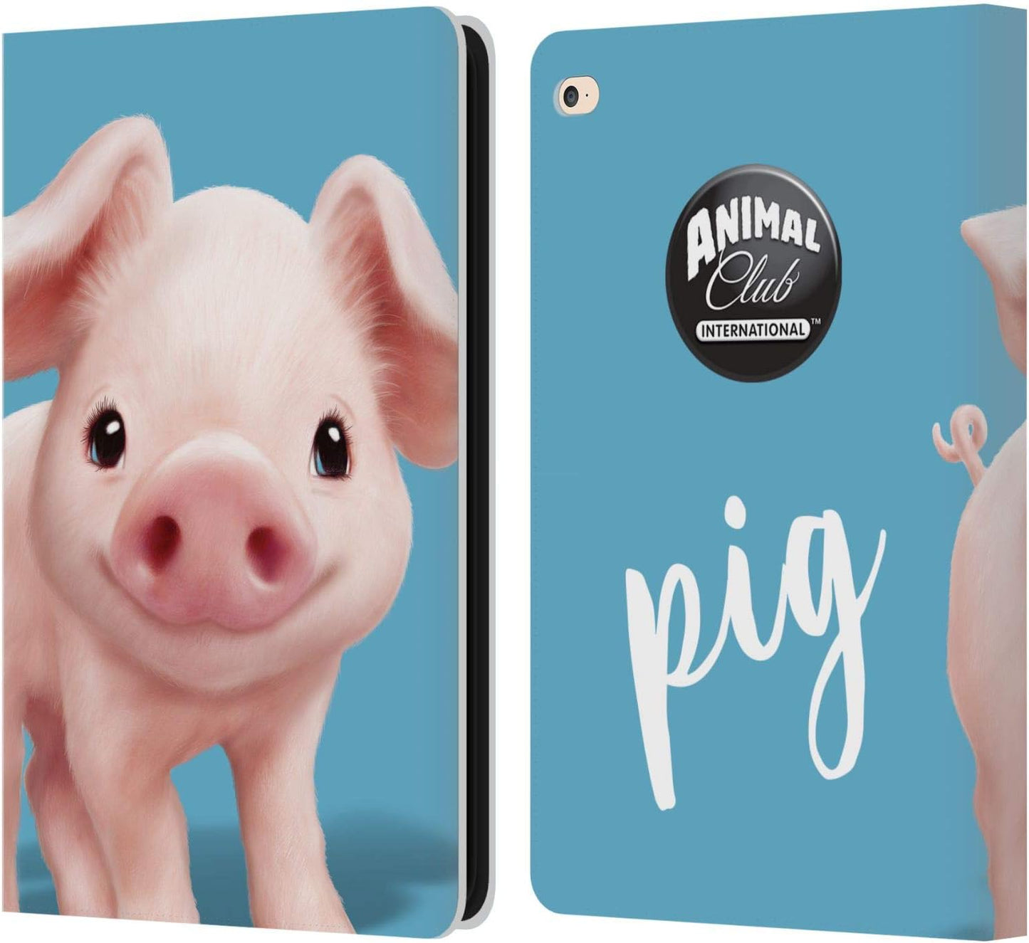 Animal Club International Pig Faces Leather Wallet Case for iPad Air 2