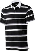 Mens Polo Shirts Striped Cotton Moisture Wicking Classic Collared