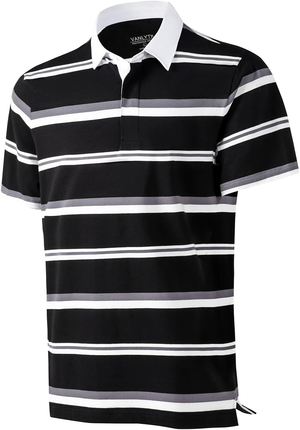 Mens Polo Shirts Striped Cotton Moisture Wicking for Comfort