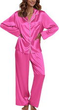 Ekouaer Silk Satin Pajama Set for Women - Soft Long Sleeve PJs