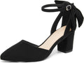 Coutgo Womens Chunky Heels Low Heel Ankle Strap D'Orsay (Style L3K7)