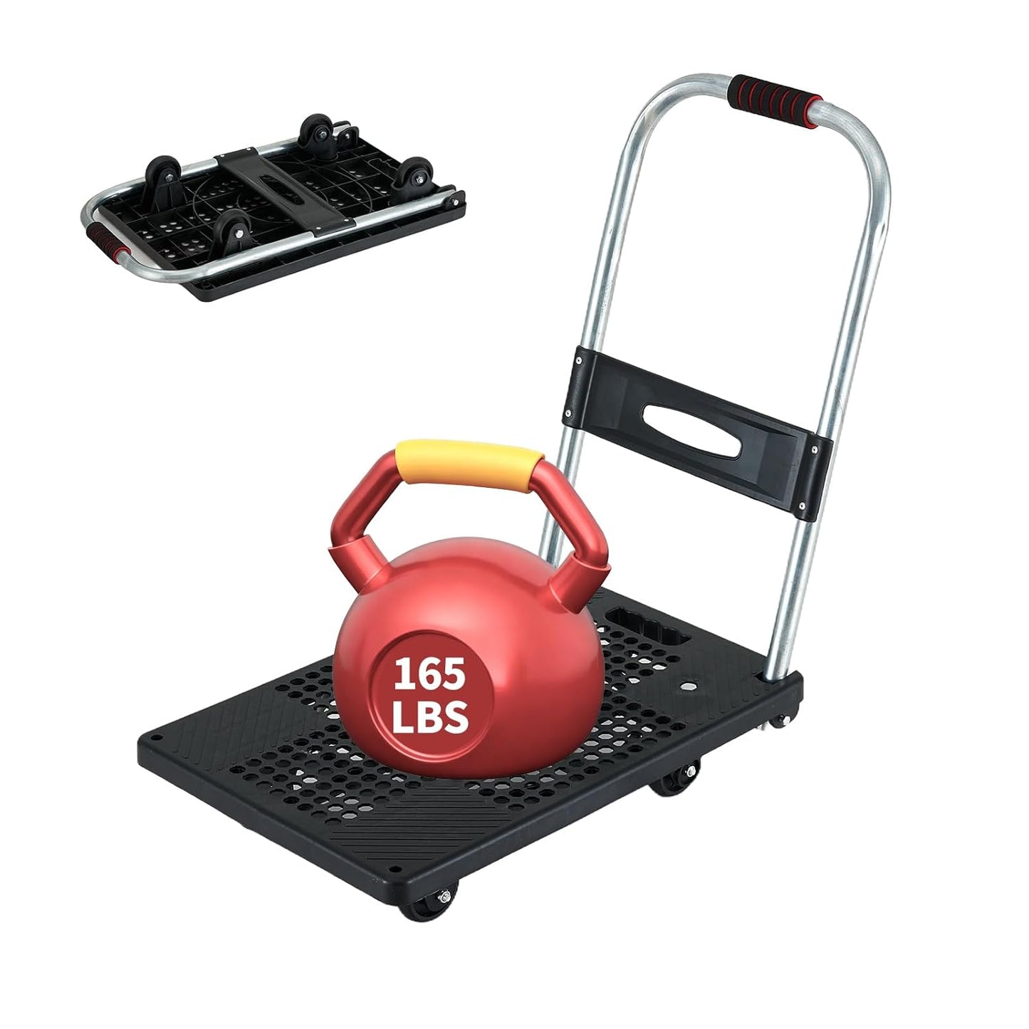 Lightweight Foldable Flatbed Platform Cart with 360-Degree Wheels