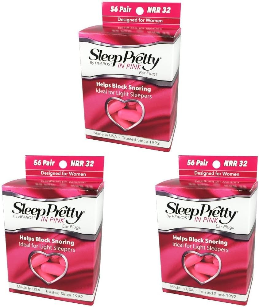 Sleep Pretty in Pink Ear Plugs for Women - 56 Count Pack