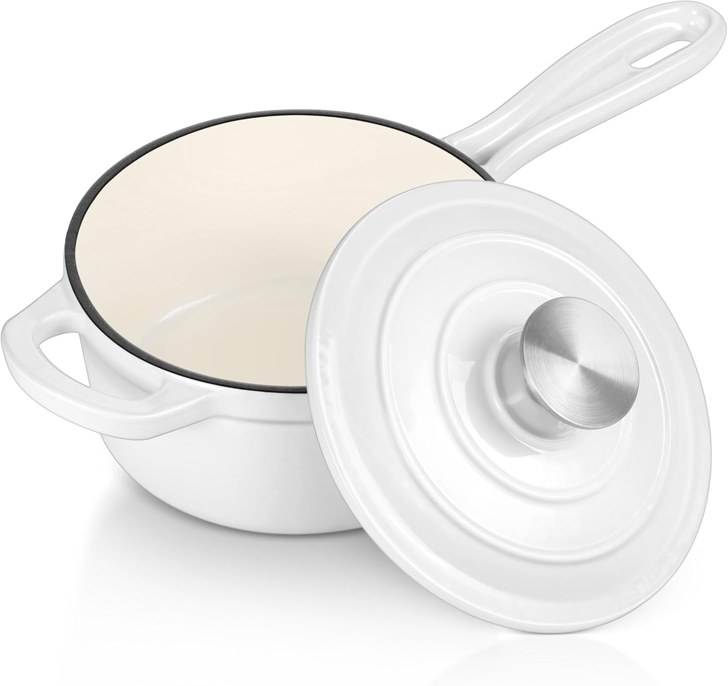 Enameled Cast Iron Sauce Pan with Lid for Versatile Cooking