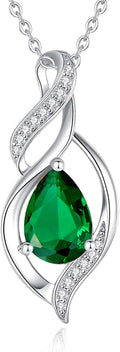 FANCIME Emerald Teardrop Birthstone Necklace for Women - Infinity Love