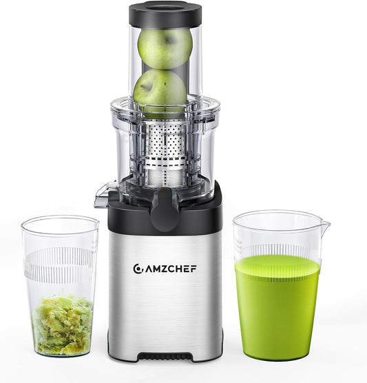 AMZCHEF Cold Press Juicer with 3.2-Inch Wide Feed Chute