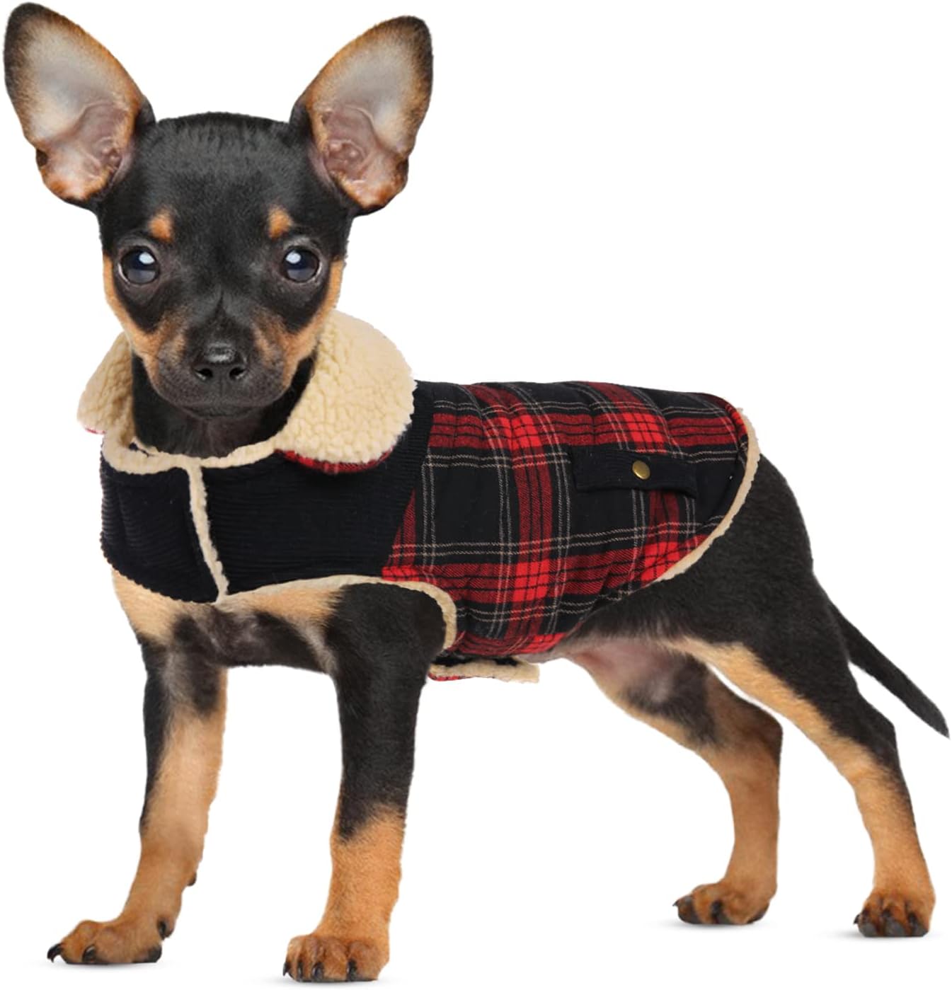 Winter Coat for Small and Medium Dogs, Warm Plaid Jacket
