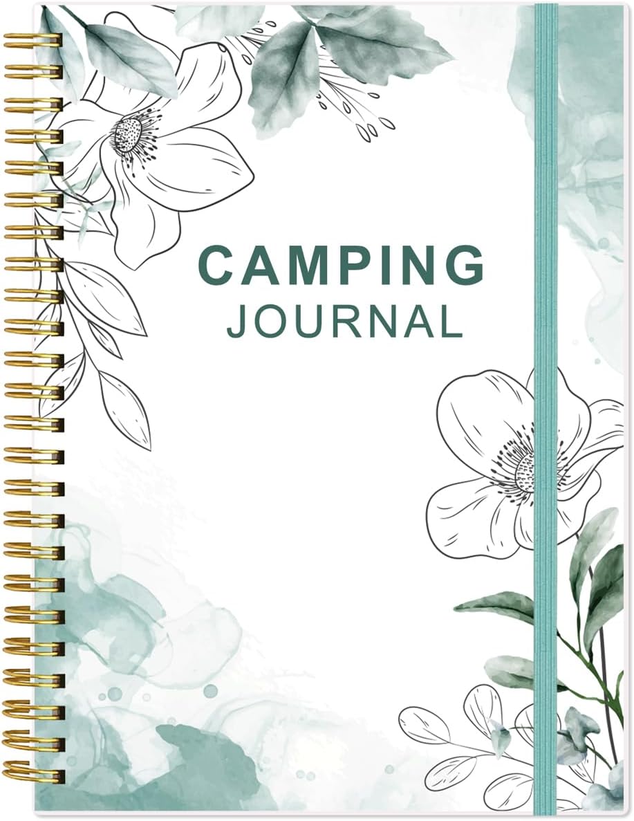 Heveboik Camping Journal & RV Log Book - Capture 25 Adventures in Stylish Teal Floral Design!