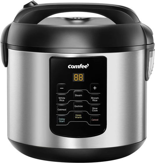 COMFEE' 6-in-1 Stainless Steel Compact Rice Cooker - 6 Programs