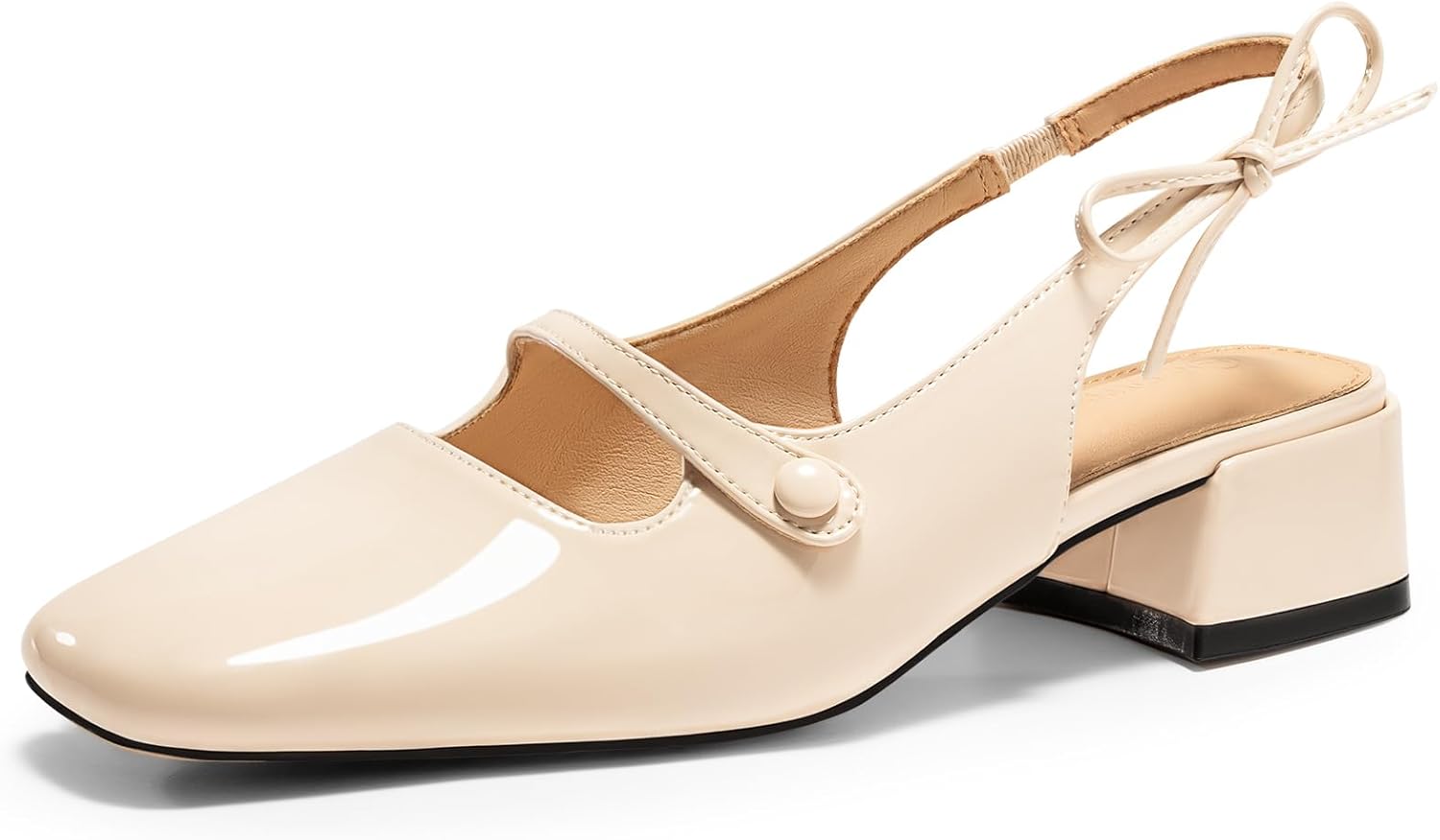 Coutgo Womens Mary Jane Shoes Slingback Chunky Low Heels