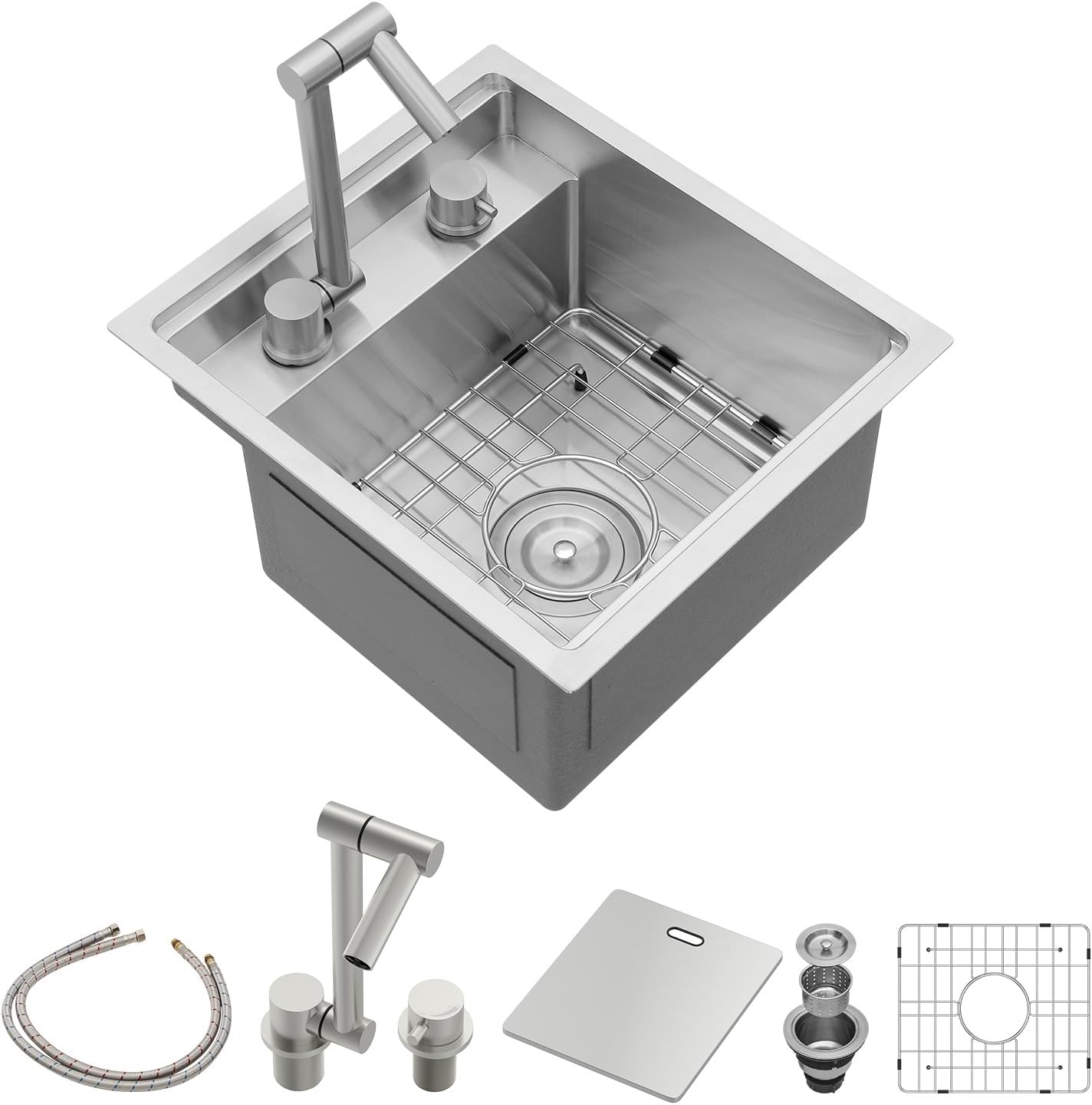 Sarlai Outdoor Sink: 15x17 Inch Undermount Kitchen Workstation