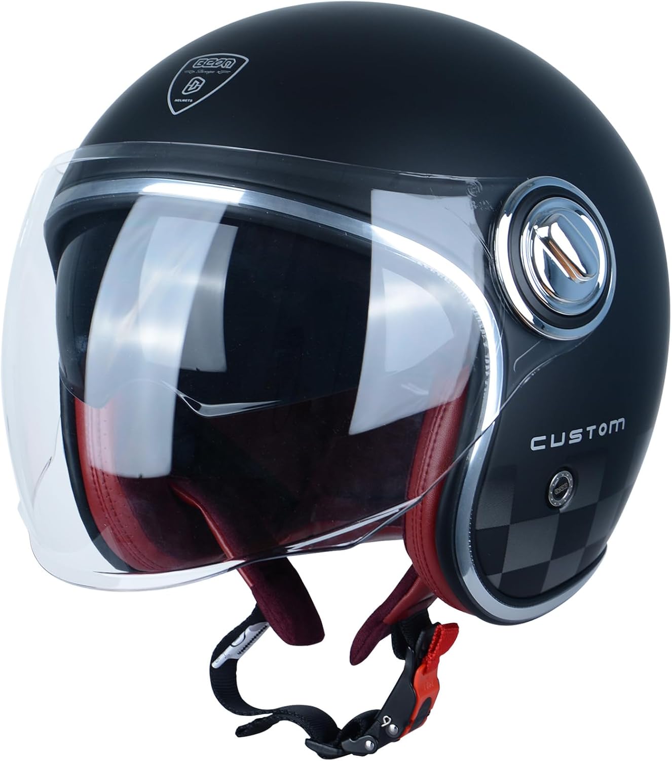 BEON Open Face Vintage Helmet - Dual Visors, DOT Approved