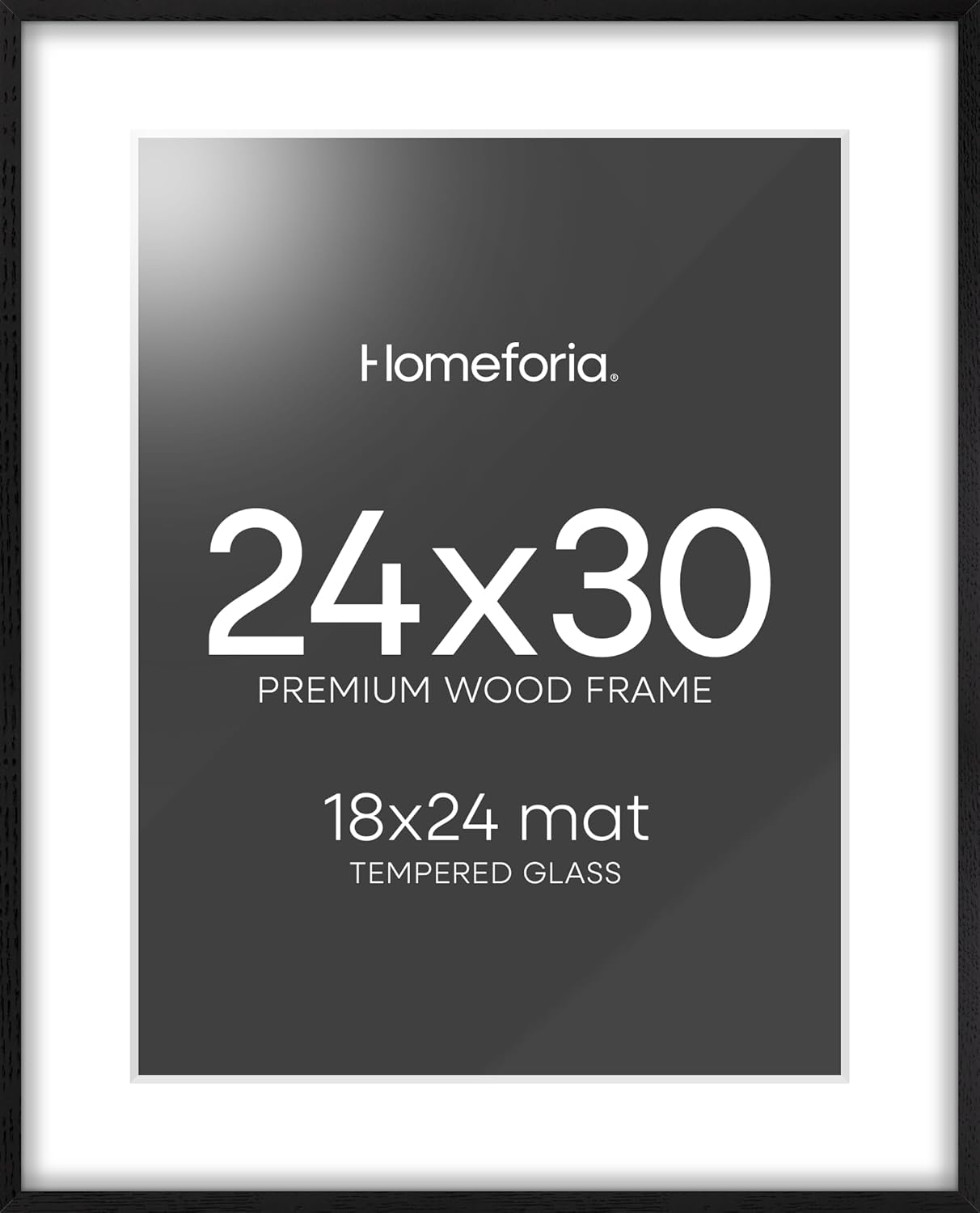 Homeforia 24x30 Black Wooden Picture Frame with Mat for Photos