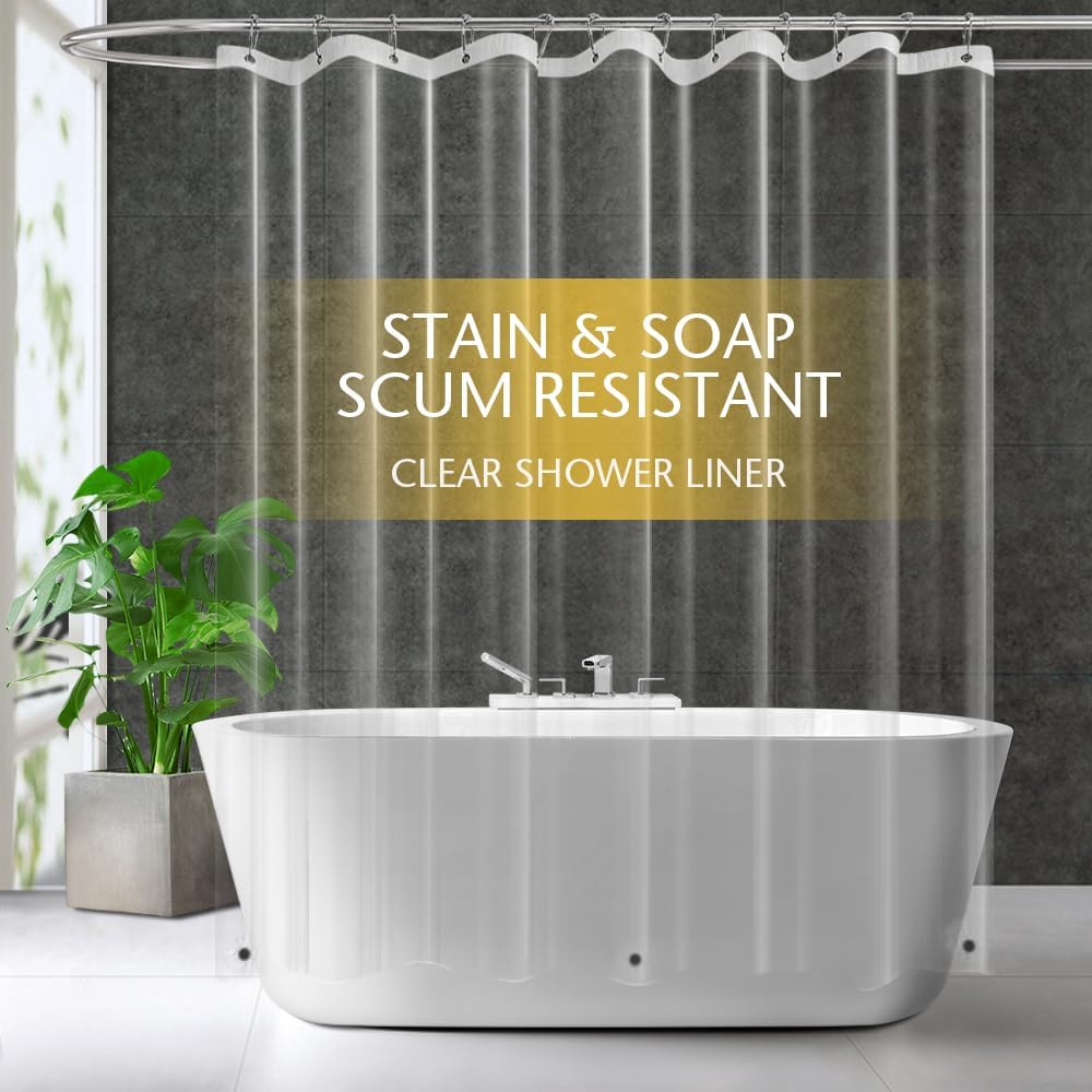 Premium Clear PEVA Shower Curtain Liner with Rustproof Grommets - ZEMAHOME