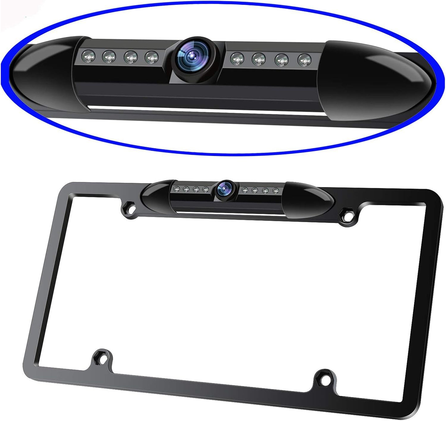 License Plate Frame Backup Camera with Night Vision and LEDs