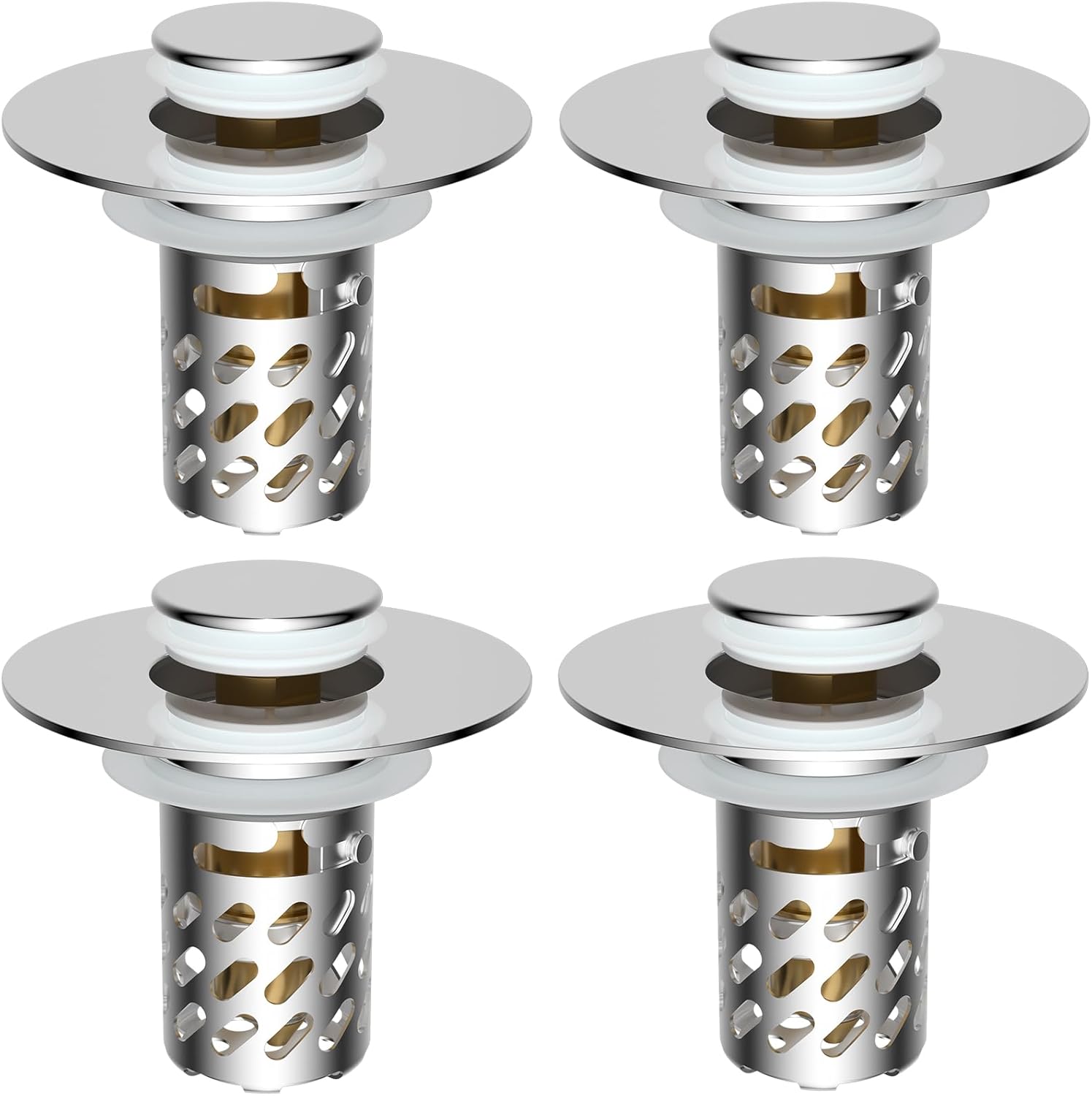 iFealClear 4 Pack All Metal Bathroom Sink Stopper for Drains