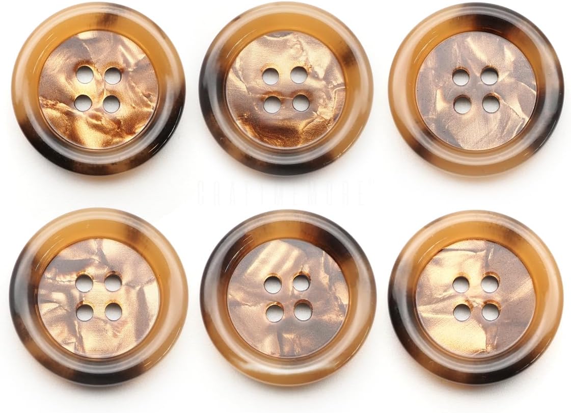 CRAFTMEMORE Tortoiseshell Resin Buttons for Garment Sewing
