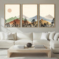 Boho Mountain Canvas Wall Art 3 Panel 16x24 in - Framed Nature Print