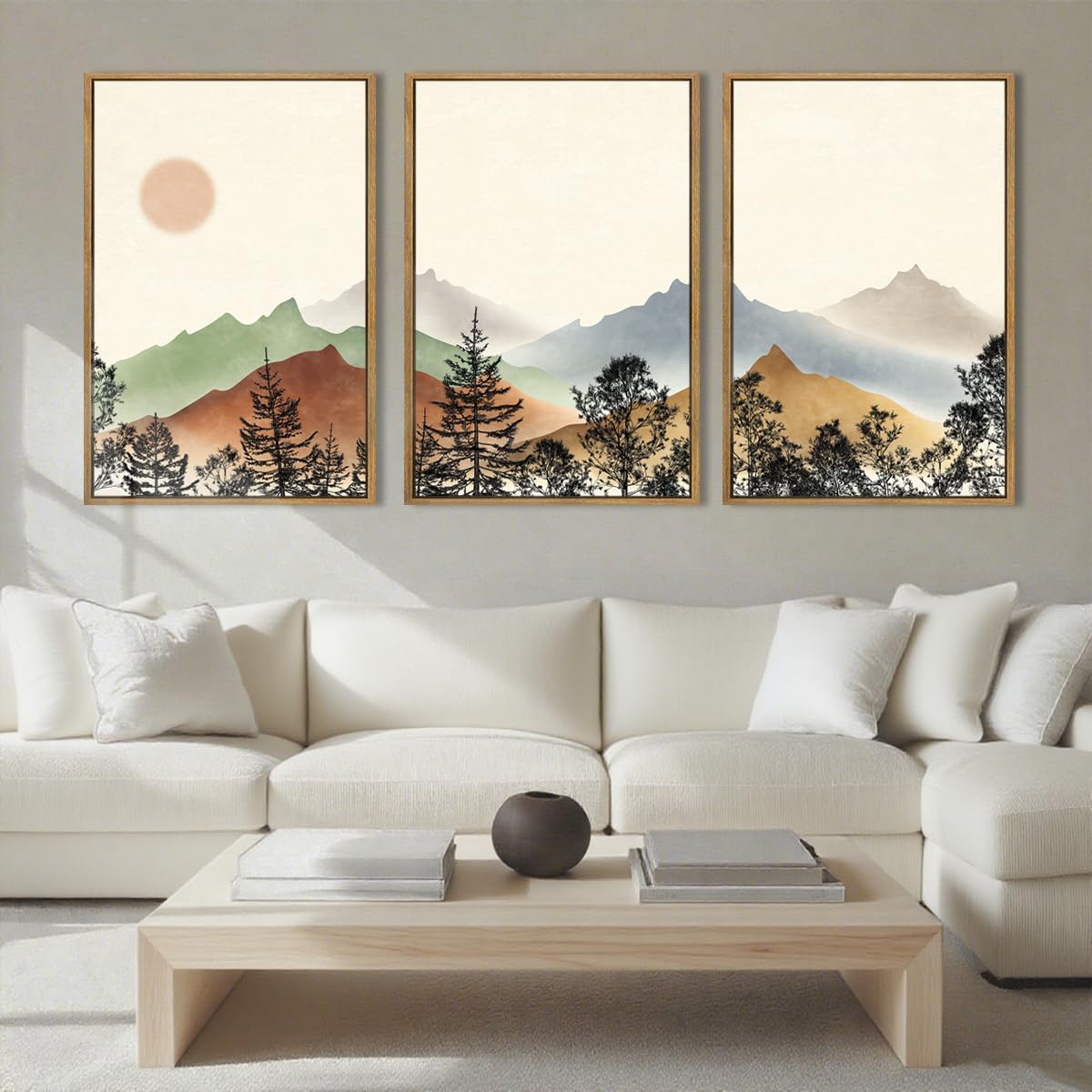 Boho Mountain Canvas Wall Art for Living Room and Office Decor