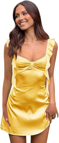 Satin Homecoming Dresses - Short Ruffles Spaghetti Straps Dress