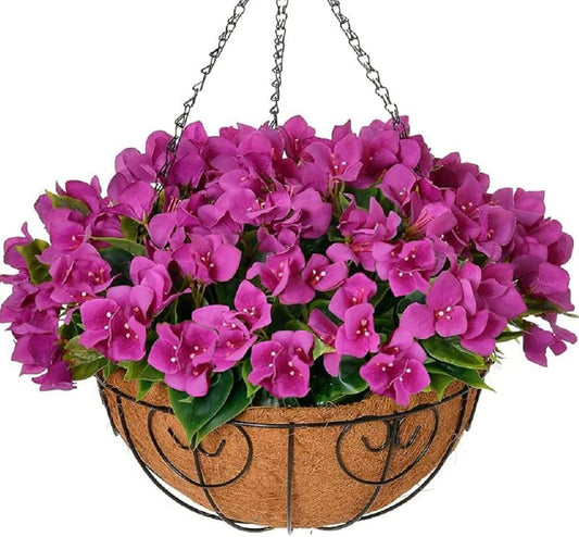 Artificial Fake Hanging Flowers Plant Basket for Outdoor Decor