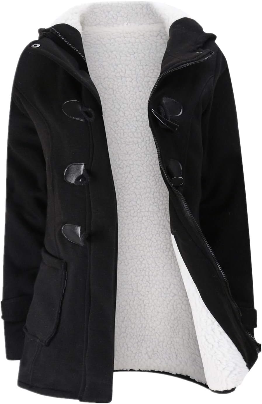 JiangWu Womens Fashion Horn Button Fleece Thicken Coat Review