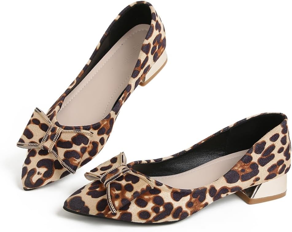 Women's Low Block Chunky Heels Pointed Toe Comfort Dress Shoes