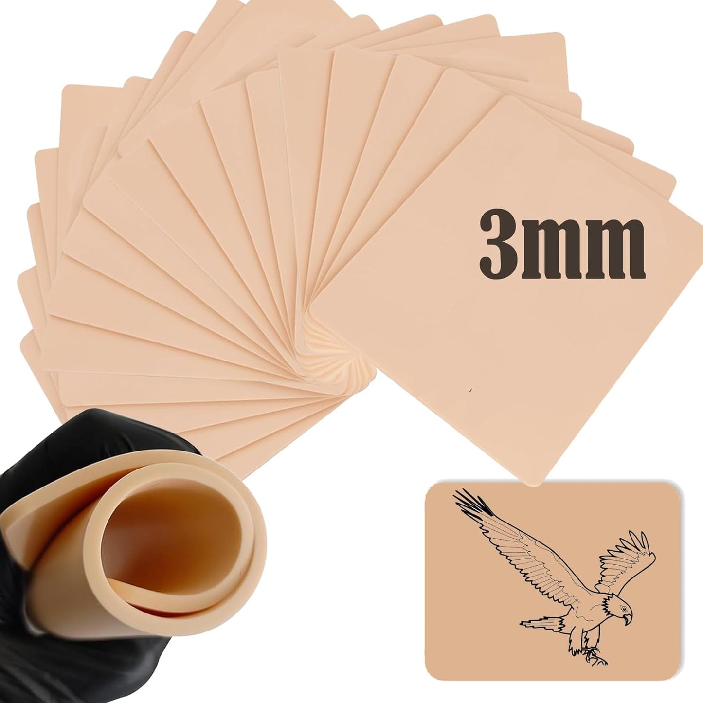 20Pcs Tattoo Skin 3MM for Beginners and Artists Practice