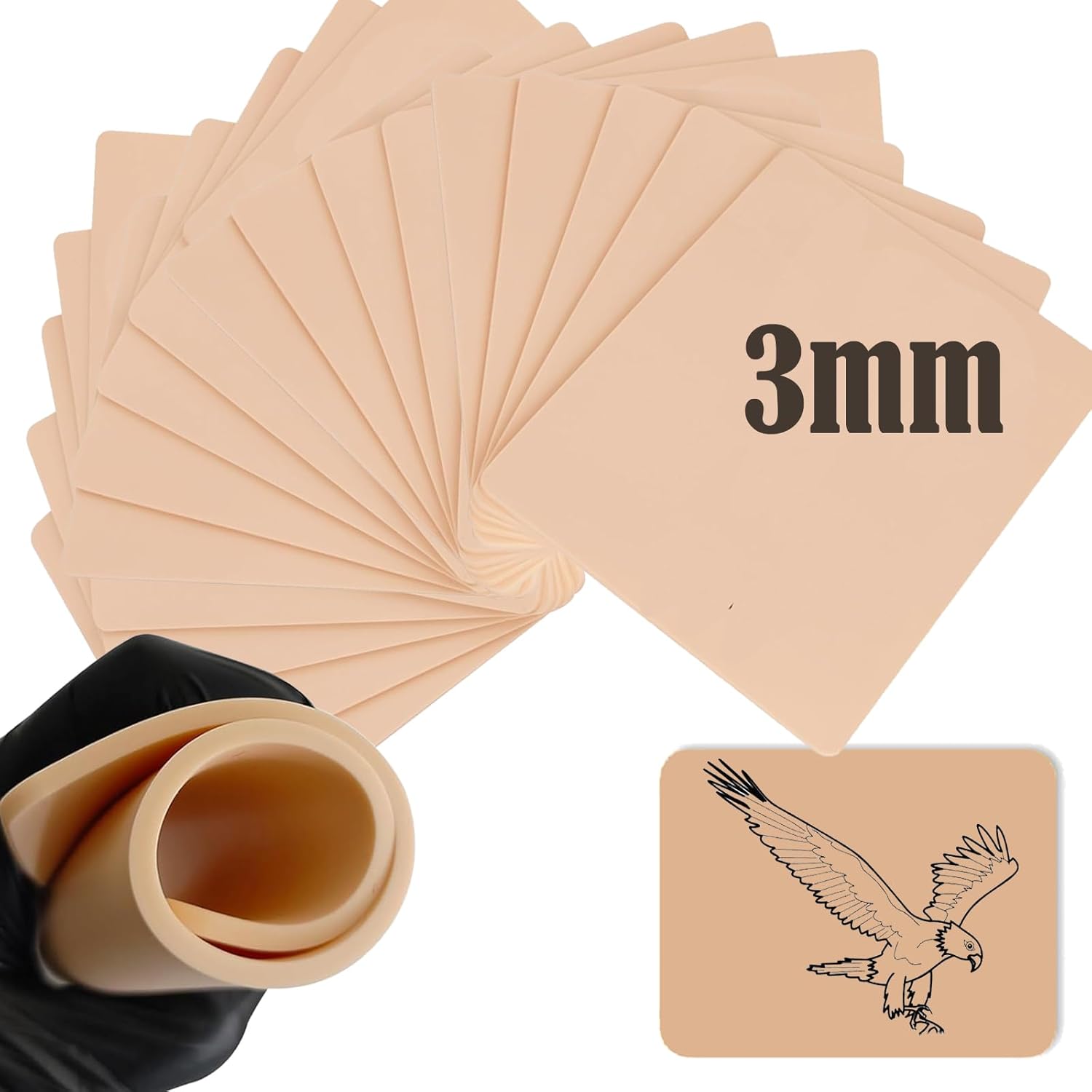 20Pcs Tattoo Skin 3MM for Beginners and Artists Practice