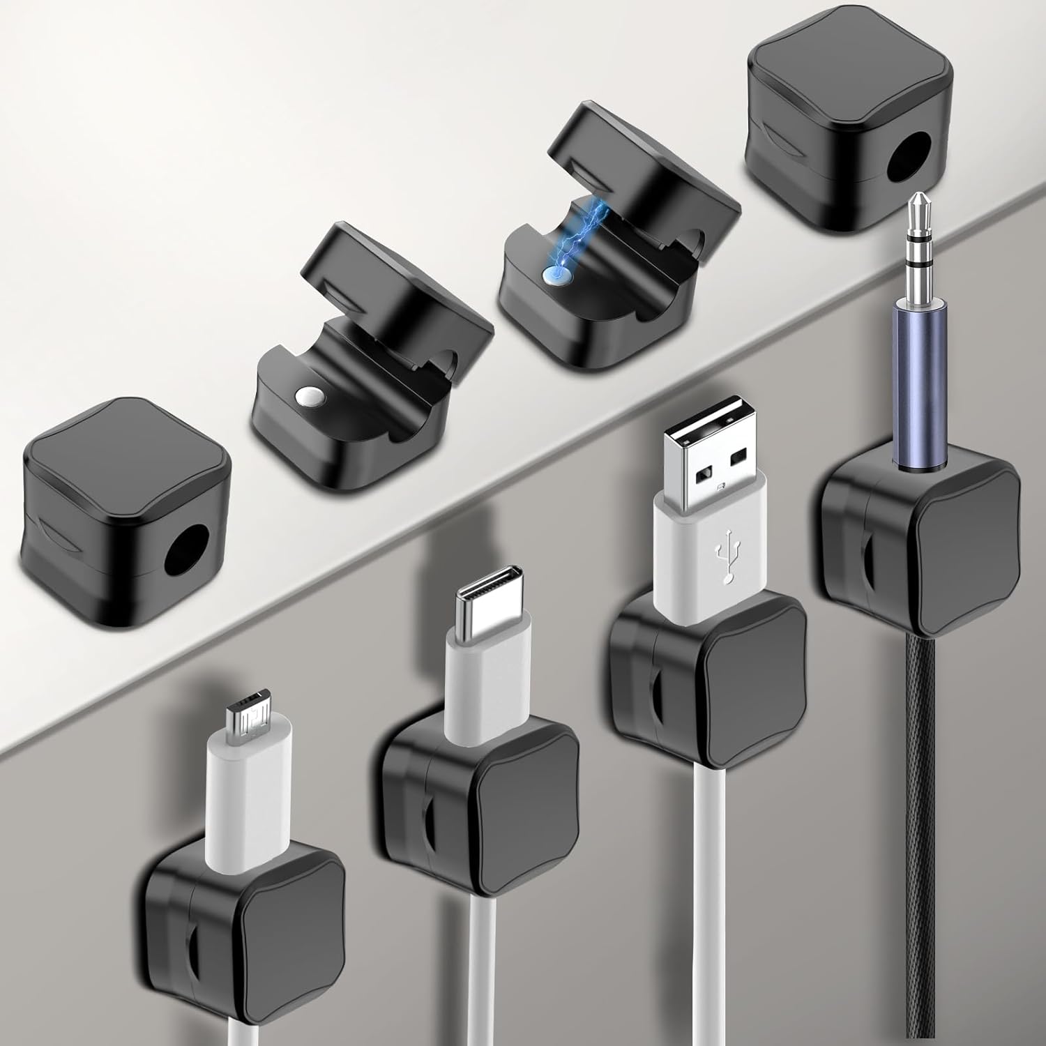 Easy Clutter-Free Cable Organization - 24pcs Magnetic Clips by EONSUI