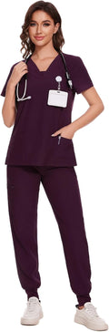 COZYFIT Scrubs for Women V-Neck Top & Cargo Pants Set (Style X6DX)