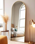 Floor Mirror 58in x 18in Arched Full Length Mirror - Freestanding Gold