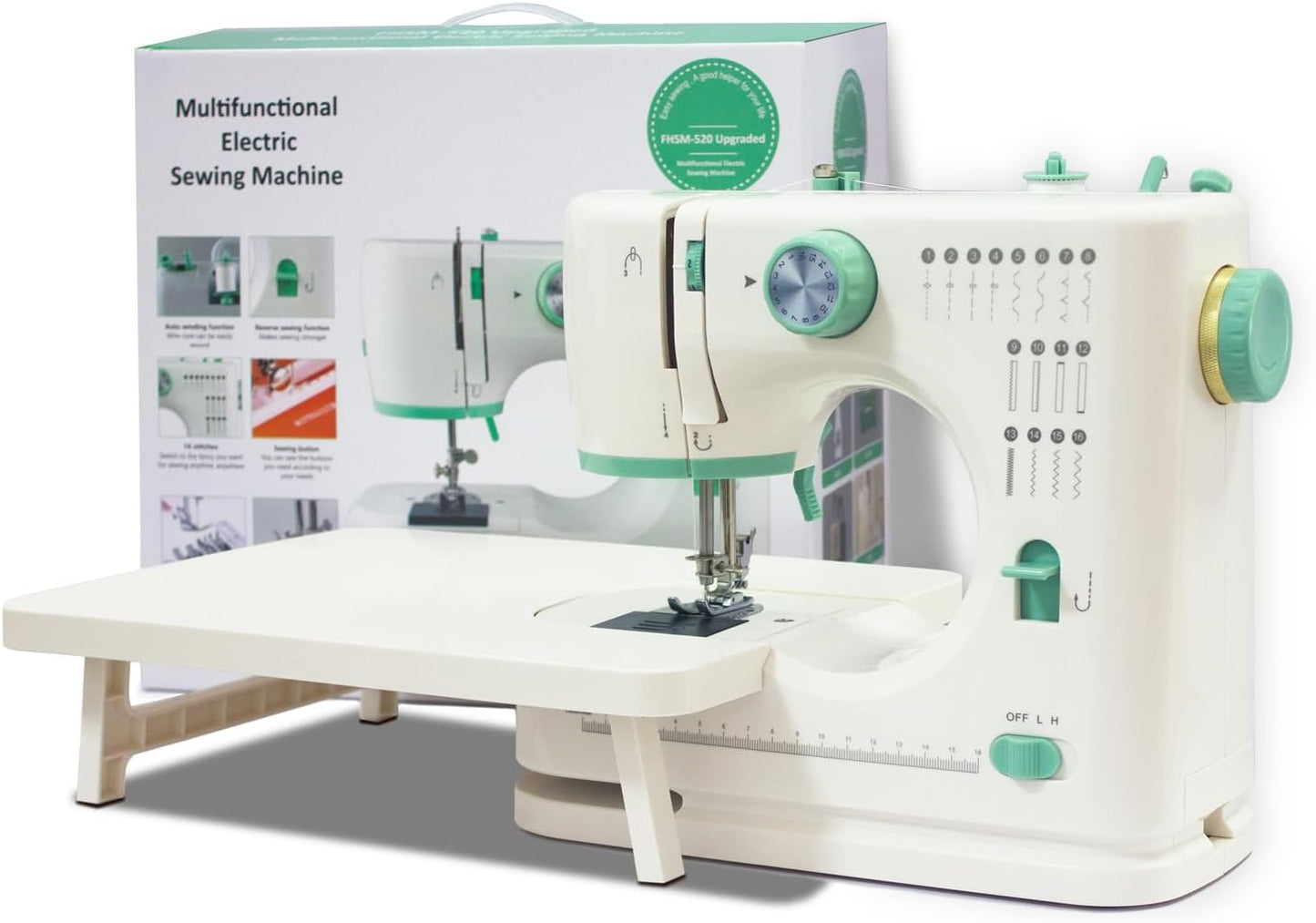 ShyangLiang Portable Sewing Machine: 16 Stitches, Reverse, Adjustable Speed