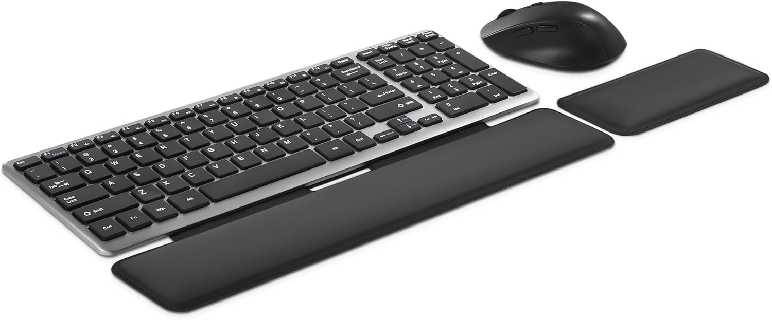 Wireless Keyboard & Mouse Combo with Ergonomic Wrist Rests