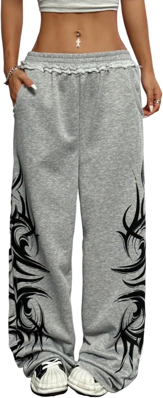 ZAFUL Womens Wide Leg Sweatpants for Y2K Gothic Style