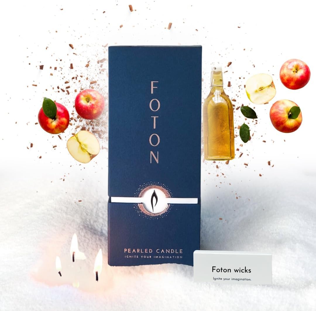Foton Pearled Candle 18 Oz - Snowy Cider Non Toxic Luxury